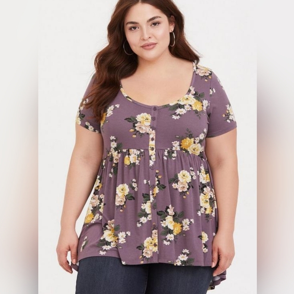 torrid babydoll super soft button front top size 1X - Picture 3 of 6